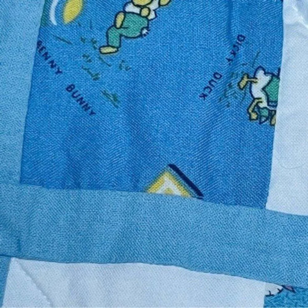 Baby Crib Quilt 32 X 48.5 Unisex Patchwork Floral Dog‎ Bunny Nautical Airplane
